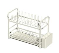 GAOJUNAN Scolapiatti Stabile Organizzatore Per Asciugatura Piatti, Scolapiatti, 2 Ripiani, Organizer Per Ciotole Da Cucina Moderno Organizzatore da Cucina