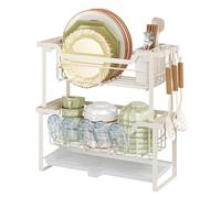 GAOJUNAN Scolapiatti Stabile Scolapiatti A 2 Ripiani, Scolapiatti Con Portacoltelli Per Cesto Di Frutta Per Riporre I Piatti In Cucina Moderno Organizzatore da Cucina