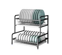 GAOJUNAN Scolapiatti Stabile Scolapiatti A 2 Ripiani, Scolapiatti Robusto, Appoggiato Sul Piano Di Lavoro Della Cucina, Contenitore Per La Cucina Moderno Organizzatore da Cucina(40.7 * 30 * 41.2cm)