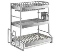 GAOJUNAN Scolapiatti Stabile Scolapiatti A 3 Ripiani Con Portautensili, Tagliere E Scolapiatti Per Cucina Moderno Organizzatore da Cucina(42 * 24.5 * 48cm)
