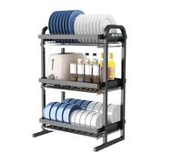 GAOJUNAN Scolapiatti Stabile Scolapiatti A 3 Ripiani Per Il Piano Di Lavoro Della Cucina, Scolapiatti Con Portautensili Moderno Organizzatore da Cucina
