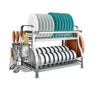 GAOJUNAN Scolapiatti Stabile Scolapiatti da Cucina A 2 Ripiani, Antiscivolo, Robusto, per Asciugare I Piatti, per Riporre Gli Utensili da Cucina Moderno Organizzatore da Cucina