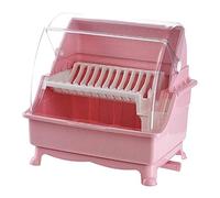 GAOJUNAN Scolapiatti Stabile Scolapiatti Da Cucina Stoviglie Ciotola Bacchette Scatola Di Immagazzinaggio Scolapiatti Per Uso Domestico In Plastica Doppio Strato Moderno Organizzatore da Cucina(Pink)