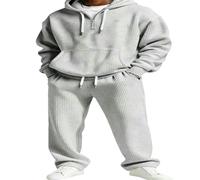 GaoLeAve Set da allenamento a maglia a nido d'ape, con cappuccio a mezza zip, per il tempo libero, due pezzi, Hh-t03, S