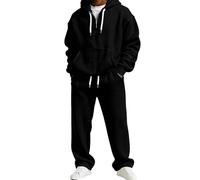 GaoLeAve Set da allenamento a maglia a nido d'ape, con cappuccio a mezza zip, per il tempo libero, due pezzi, Hh-t07, XL