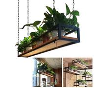 Gaommini Mensola da soffitto per cucina, portaspezie da appendere con struttura in ferro e metallo | Supporto per vaso da fiori con mensole sospese | Portabottiglie per bar sul balcone(B,100x25x15cm)