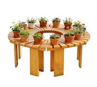 Gaommini Panca per alberi da giardino bianca con supporto per piante, panca per alberi avvolgente, posti a sedere nel patio - Sgabello per panche da giardino per tutte le stagioni, blu(Marrone,Round)