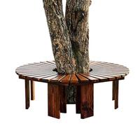 Gaommini Panca per albero da esterno Panca avvolgente per albero Panchine da giardino resistenti alle intemperie Panca per patio senza schienale per tutte le stagioni per il cortile(Wood Color,Round)