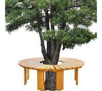 Gaommini Panchina circolare avvolgente da esterno in legno massello, panchine da parco per terrazza, seduta a doghe per il tempo libero, sgabello da giardino per cortile e giardino(Marrone,Round)