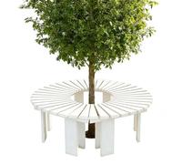 Gaommini Panchine da cortile Panca avvolgente per albero Sgabello da giardino in legno per esterni Posti a sedere per patio resistenti alle intemperie Mobili per tutte le stagioni(Bianco,Half Round)