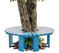 Gaommini Panchine da Esterno Avvolgenti Sedile per Albero Sedute da Patio Semicircolari con Struttura in Legno Massello, Panca per Albero Curva Porta Piante per Tutte Le Stagioni(Blu,Half Round)
