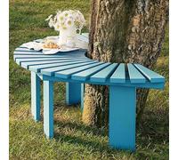 Gaommini Sedia da giardino rotonda semicircolare Panca da giardino curva per albero Avvolgente Sgabello a doghe resistente alle intemperie per posti a sedere nel cortile del parco(Blu,Half Round)