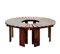 Gaommini Sedile semicircolare per albero avvolgente panchine da giardino resistente alle intemperie supporto per piante rack panca decorativa a doghe per portico prato cortile(Wood Color,Half Round)