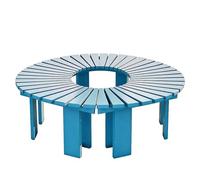 Gaommini Sedile semicircolare per albero avvolgente panchine da giardino resistente alle intemperie supporto per piante rack panca decorativa a doghe per portico prato cortile(Blu,Half Round)