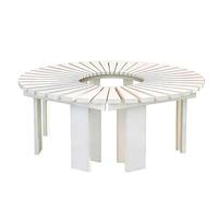 Gaommini Sedile semicircolare per albero avvolgente panchine da giardino resistente alle intemperie supporto per piante rack panca decorativa a doghe per portico prato cortile(Bianco,Half Round)