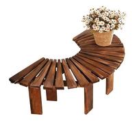 Gaommini Sgabello da giardino in legno Porta piante resistente alle intemperie | Avvolgente panca ad albero | Sedia con panca curva per posti a sedere nel patio esterno(Wood Color,Half Round)