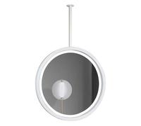 Gaommini Specchio circolare grande bianco per asta di sospensione al soffitto, specchio da bagno a parete con cornice rotonda in metallo, specchio per il trucco(Diameter-70CM/27.6INCH)