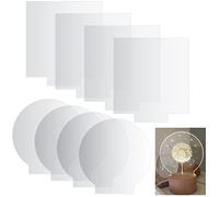 Gaomoeny 8 Pezzi Pannelli in Acrilico Trasparente, Lastra Pannello Acrilica Trasparente 2mm Rotonda e Quadrato per Base Luminosa a LED Espositore Progetti di Fai-da-te