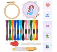 Gaomoeny Kit Ricamo per Principianti, Set Punto Croce, Kit da Ricamo a Punto Croce con Motivo, Telaio da Ricamo, Aghi, Forbici per Adulti Bambini Principianti