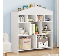 GAOMON Libreria per bambini con 9 cubby organizer per giocattoli, libreria bianca per bambini e bambine, scaffale in legno per stanza dei giochi, cameretta dei bambini