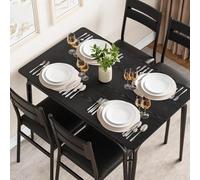 GAOMON Set di 5 pezzi tavolo da pranzo in legno robusto, tavolo quadrato e sedia, set per la colazione per 4 persone, per casa o sala da pranzo commerciale, nero