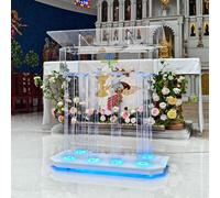 Gaonala Chiesa pulpito, 118,5 cm, in acrilico trasparente con ruote, Leggio cilindrico trasparente con piattaforma di lettura verticale per chiese, 118,5 cm x 90 cm x 45 cm (1, obelisco)