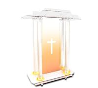 Gaonala Pulpito da Chiesa, 118,5 cm Leggio in Acrilico Trasparente con Ruote, leggio con Piattaforma di Lettura Verticale per chiese, concerti, discorsi, Matrimoni (1, Cilindricità)