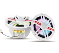 Gaooger MS65E2 Altoparlanti marini da 16,5 cm, 300 Watt max 2 vie IP67 impermeabile sistema stereo barca con luci LED a 7 colori, maneggevolezza ad alta potenza per barche e veicoli esterni, bianco (2