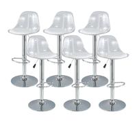 GAORUTO Set di Sgabelli da Bar 2/4/6, Sgabelli da Bar Girevoli con Schienale, Sgabelli da Bar Trasparenti Regolabili, Sedie da Bar per La Colazione da Cucina Moderne Senza Braccioli High,6 PCS