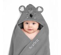 Gaosh Accappatoio Neonato Personalizzato con Nome Asciugamano Neonato Bagnetto con Cappuccio Morbido e Confortevole per Bambina Regalo Neonata Femmina, Nascita Bimba (Grigio)