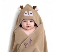 Gaosh Accappatoio Neonato Personalizzato con Nome Asciugamano Neonato Bagnetto con Cappuccio Morbido e Confortevole per Bambina Regalo Neonata Femmina, Nascita Bimba (Marrone)