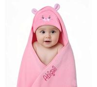 Gaosh Accappatoio Neonato Personalizzato con Nome Asciugamano Neonato Bagnetto con Cappuccio Morbido e Confortevole per Bambina Regalo Neonata Femmina, Nascita Bimba (Rosa)