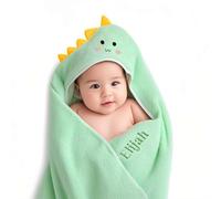 Gaosh Accappatoio Neonato Personalizzato con Nome Asciugamano Neonato Bagnetto con Cappuccio Morbido e Confortevole per Bambina Regalo Neonata Femmina, Nascita Bimba (Verde)