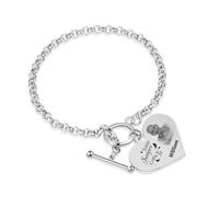 Gaosh Bracciale Commemorativo Personalizzato con Foto e Ali, bracciale Cuore con Incisione Nome in Acciaio Inossidabile per Donna Uomo, Regalo Commemorativo (C-Argento)