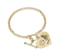 Gaosh Bracciale Commemorativo Personalizzato con Foto e Ali, bracciale Cuore con Incisione Nome in Acciaio Inossidabile per Donna Uomo, Regalo Commemorativo (C-Oro)