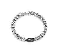 Gaosh Bracciale da Uomo Personalizzato con Nome Inciso, Bracciale Cubana in Acciaio Inossidabile da 7/7,5/8/8,5/9/9,5 Pollici Nero Argento, Regalo Festa del Papà per papà Nonno
