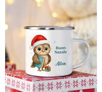 Gaosh Regali di Natale Personalizzati, Tazze Smaltate Personalizzate con Nomi Incisi e Graziosi Motivi Animalier, Regali per Famiglia, Bambini, Mamma, Papà (E)