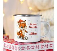 Gaosh Regali di Natale Personalizzati, Tazze Smaltate Personalizzate con Nomi Incisi e Graziosi Motivi Animalier, Regali per Famiglia, Bambini, Mamma, Papà (C)