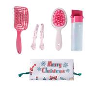 GAOSHA Set di 6 pettini natalizi per capelli, con bottiglia per shampoo, doppio lato per massaggio del cuoio capelluto, pettine per parrucchiere
