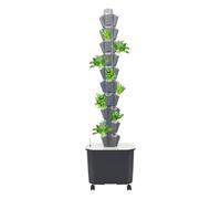 GAOUSD Kit di coltivazione idroponica 50 fori verticale sistema torre idroponica con ruote e serbatoio d'acqua 10 livelli, per coltivazione di pomodori, cetrioli, fragole, peperoni