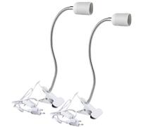 GAOUTO 2 luci a morsetto: portalampada a LED E27, lampada a morsetto con collo di cigno e interruttore, lampada a morsetto regolabile a 360°, collo di cigno flessibile per leggere l'illuminazione