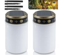 GAOUTO 2 luci funerarie a LED a energia solare, luce tombale, candele a LED, impermeabile, per esterni, con sensore di luce, candela solare con picchetto, 7 x 12 cm
