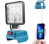 GAOUTO: 2 luci LED da lavoro a batteria 18 V, 27 W, faretto a LED senza fili, con ricarica rapida USB e tipo C, ideali per cantieri, officina, campeggio (bianco)