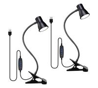 GAOUTO 2 pezzi lampada da lettura, lampada a LED a collo di cigno con 3 temperature di colore, regolabile a 360°, 10 livelli di dimmerazione, lampada da letto con cavo da 2 m, lampada da letto per