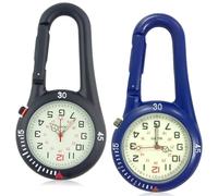 GAOUTO 2 pezzi orologio a moschettone, orologio da tasca con chiusura a moschettone, impermeabile, orologio da sorella, orologio analogico al quarzo, orologio a moschettone per ciclisti, alpinisti