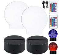GAOUTO 2 prese luminose a LED, 7 colori, dimmerabili, luce notturna con telecomando e cavo USB, base per display a LED per camera da letto, cameretta dei bambini, soggiorno, bar, negozio, caffetteria
