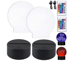 GAOUTO 2 prese luminose a LED, 7 colori, dimmerabili, luce notturna con telecomando e cavo USB, base per display a LED per camera da letto, cameretta dei bambini, soggiorno, bar, negozio, caffetteria