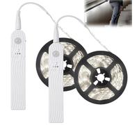 GAOUTO 2 strisce LED con sensore di movimento, 2 m, funzionamento a batteria, 6500 K, per camera da letto, ricaricabile USB, sensore LED (luce bianca)