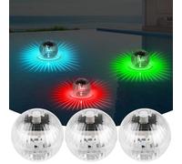 GAOUTO 3 luci solari per piscina, 10 cm, luce a LED galleggiante, illuminazione solare per laghetto con illuminazione RGB che cambia colore per piscina, stagno, fontane, parchi acquatici