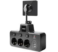 GAOUTO 3 prese di prolunga per prese, 4000 W, presa multipla USB 16 A, con 3 porte USB per ufficio, casa e viaggi
